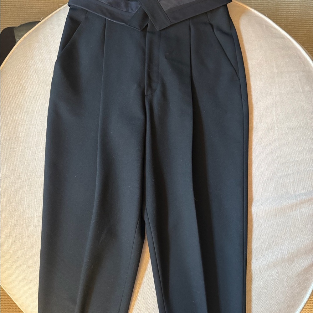 A.L.C. Black Cropped Pleated Women's Trousers